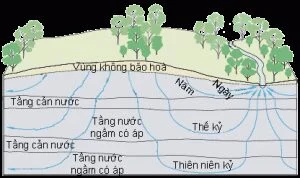 Groundwater stored in soil and rock layers